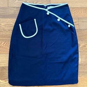 Nautical sailor pin up navy and white high-waisted pencil skirt